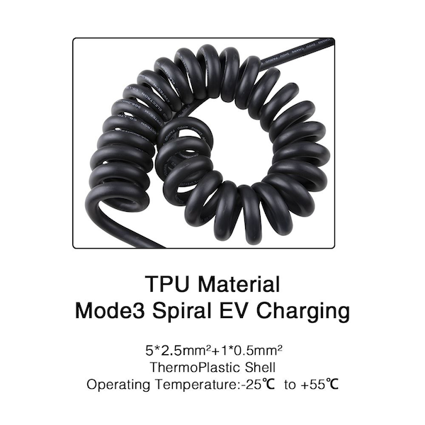 22KW 32A 3Phase Type 2 to Type 2 Spiral Charging Cable-2