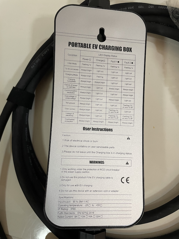 3.5KW 16A Ubwoko bwa 1 Igendanwa EV Charger-2