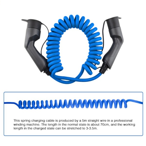 Kabel Pengisian Spiral 3.5KW 16A Tipe 2 nganti Tipe 2