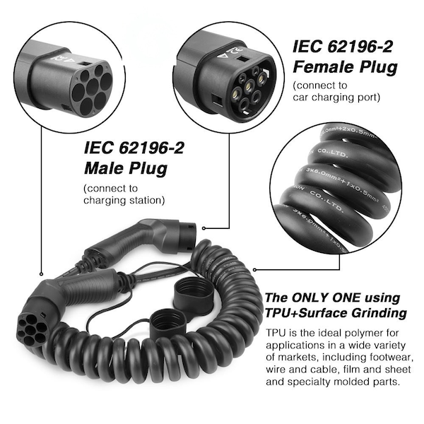 3.5KW 16A Type 2 to Type 2 Spiral Charging Cable-1