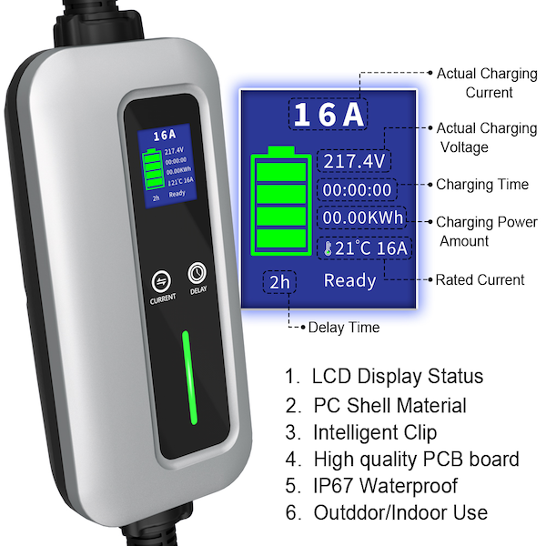 3.5KW 6A to 16A Adjustable Type 2 Portable EV Charger-3