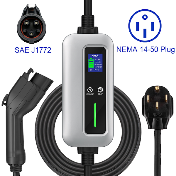 9.8KW 16A to 40A Adjustable Type 1 Level 2 Portable EV Charger-2